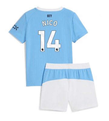 Manchester City Nico Gonzalez #14 Hjemmebanetrøje Børn 2025-26 Kortærmet (+ Korte bukser)